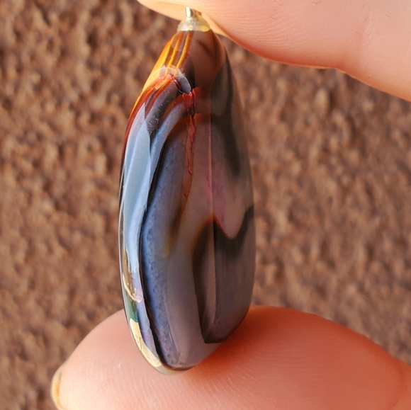 New Natural Yellow Black Fire Agate Pendant. - Picture 14 of 16